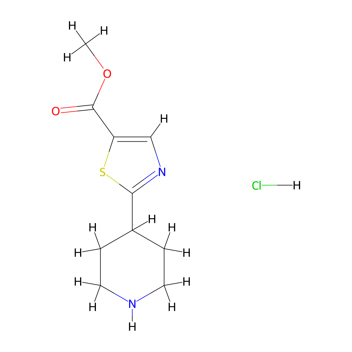 Methyl 2-(piperidin-4-yl)-1,3-thiazole-5-carboxylate hydrochloride molecular structure, CAS 2031269-27-7