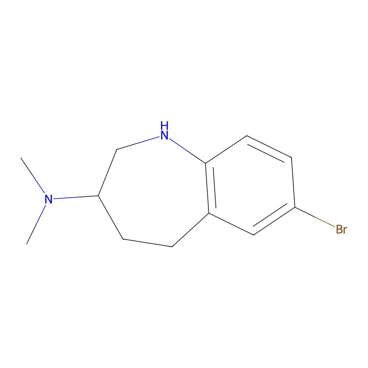 7-bromo-N,N-dimethyl-2,3,4,5-tetrahydro-1H-1-benzazepin-3-amine molecular structure, CAS 2031269-43-7