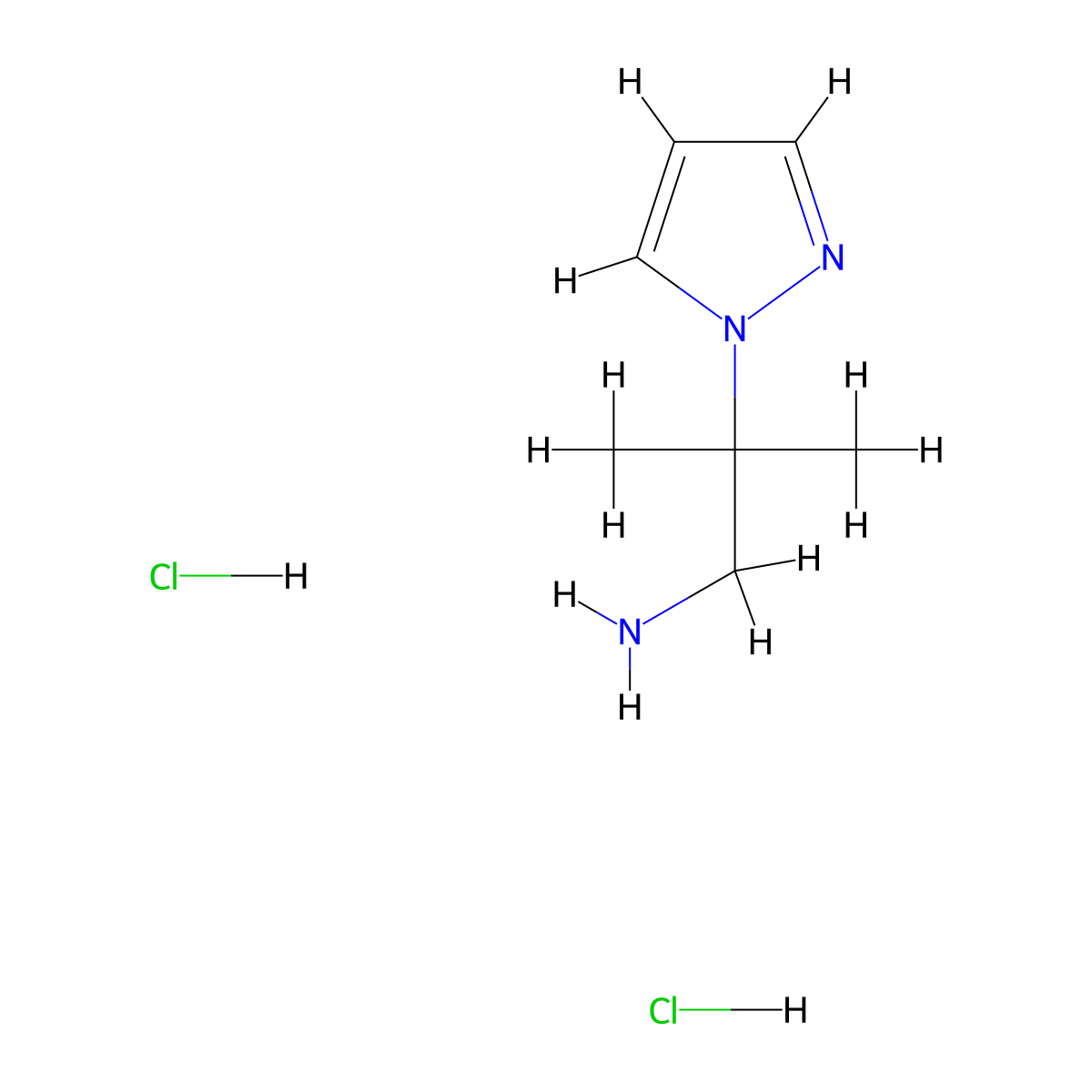 2-methyl-2-(1H-pyrazol-1-yl)propan-1-amine dihydrochloride molecular structure, CAS 2031269-46-0