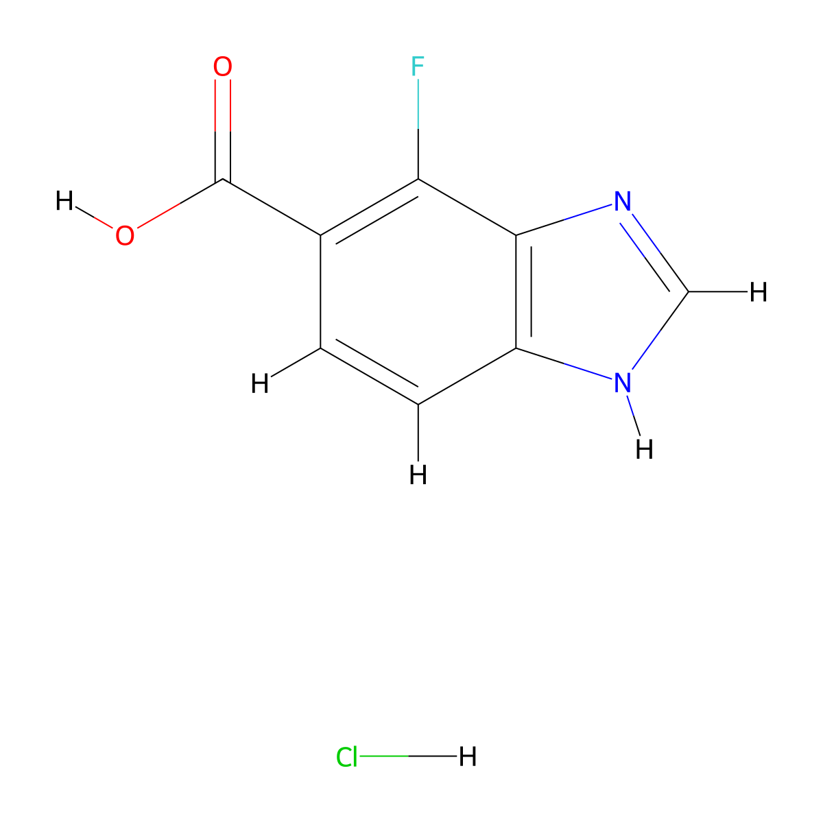 4-fluoro-1H-1,3-benzodiazole-5-carboxylic acid hydrochloride molecular structure, CAS 2031269-55-1