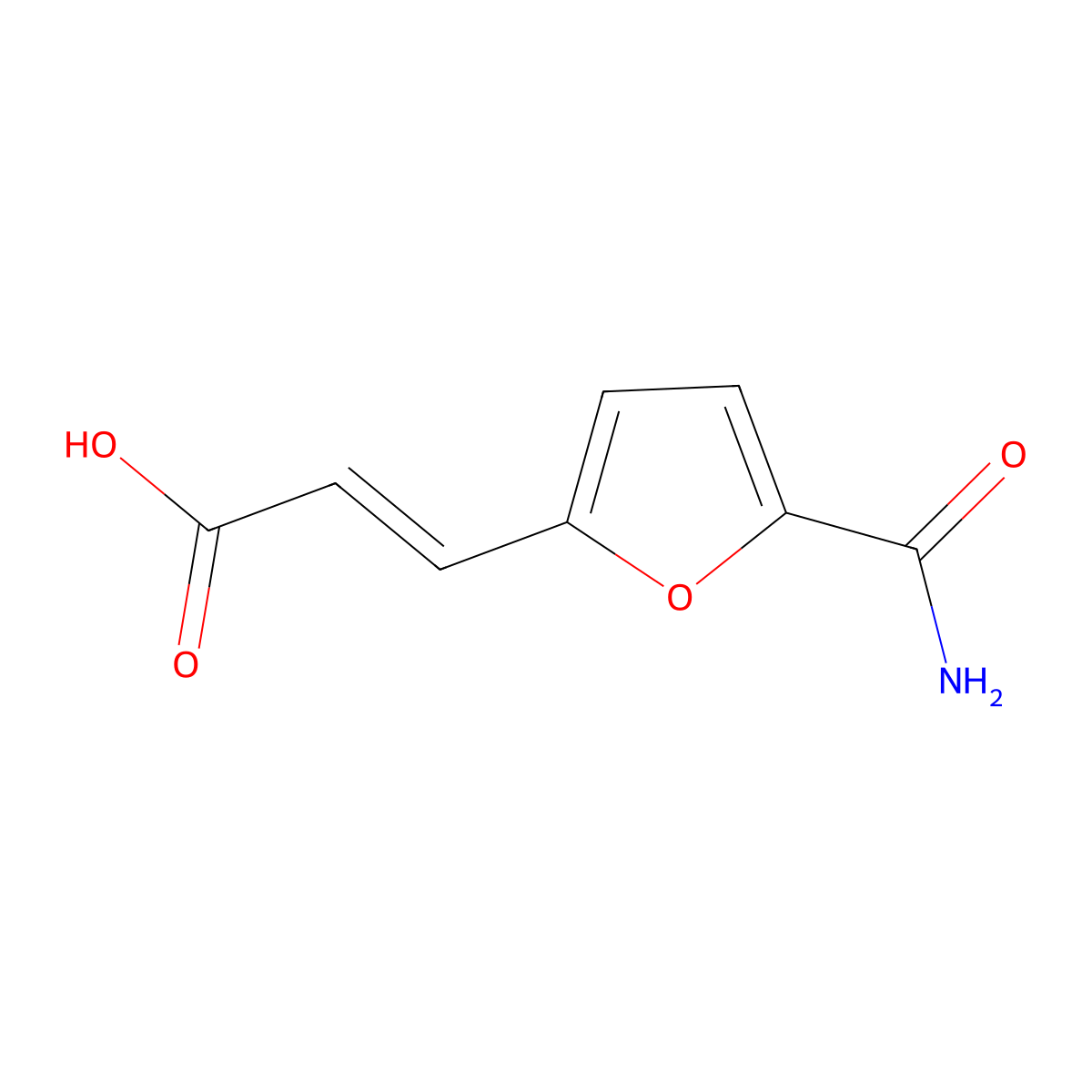(2E)-3-(5-carbamoylfuran-2-yl)prop-2-enoic acid molecular structure, CAS 2031285-14-8