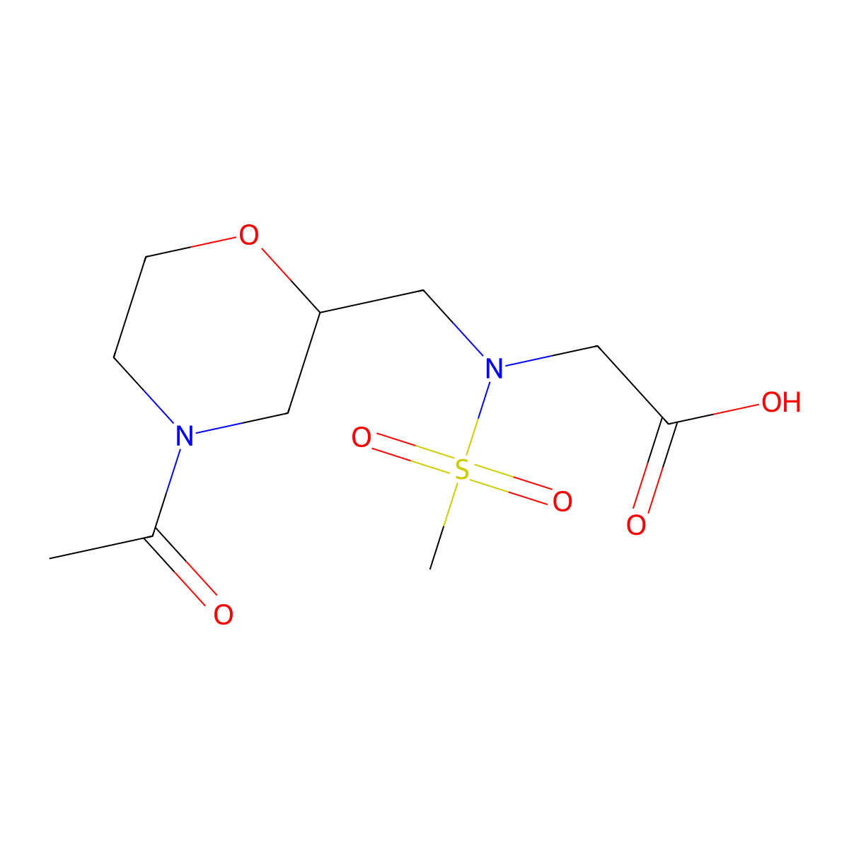 2-{N-[(4-acetylmorpholin-2-yl)methyl]methanesulfonamido}acetic acid molecular structure, CAS 2031720-95-1