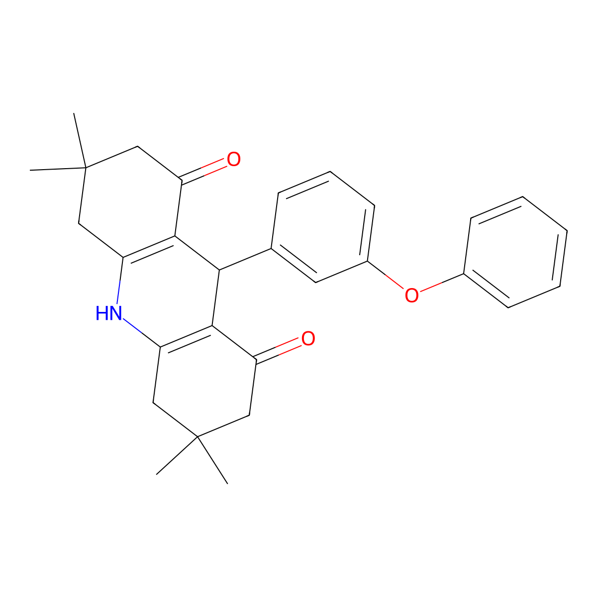 8-hydroxy-3,3,6,6-tetramethyl-9-(3-phenoxyphenyl)-3,4,5,6,7,9-hexahydroacridin-1(2H)-one molecular structure, CAS 203178-73-8