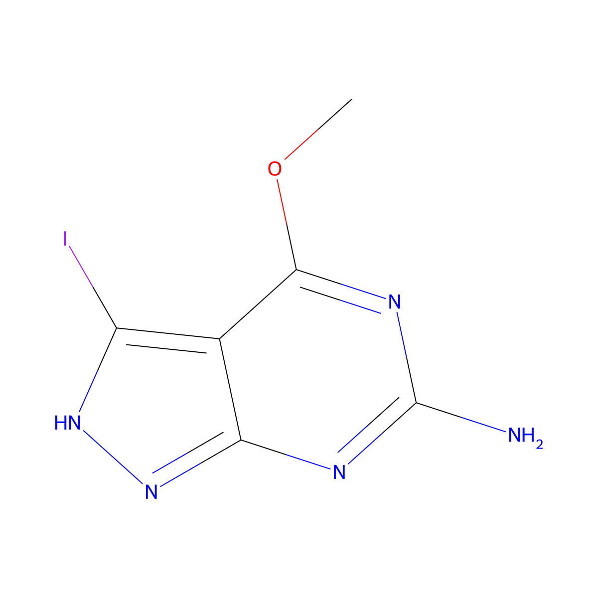 3-Iodo-4-methoxy-1H-pyrazolo[3,4-d]pyrimidin-6-amine molecular structure, CAS 203180-01-2