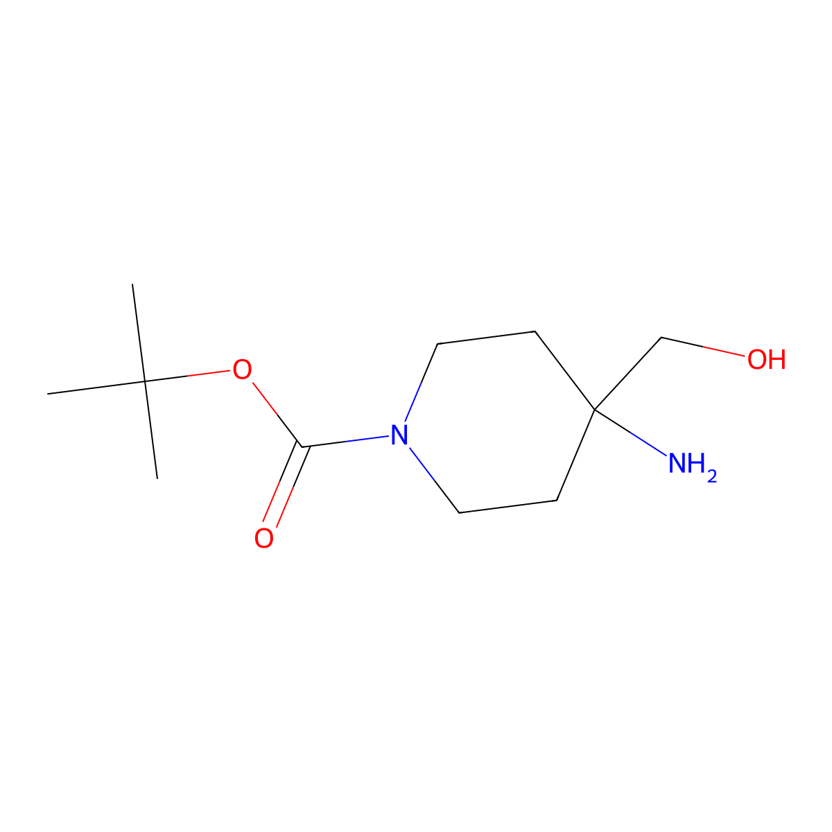 tert-Butyl 4-amino-4-(hydroxymethyl)piperidine-1-carboxylate molecular structure, CAS 203186-96-3