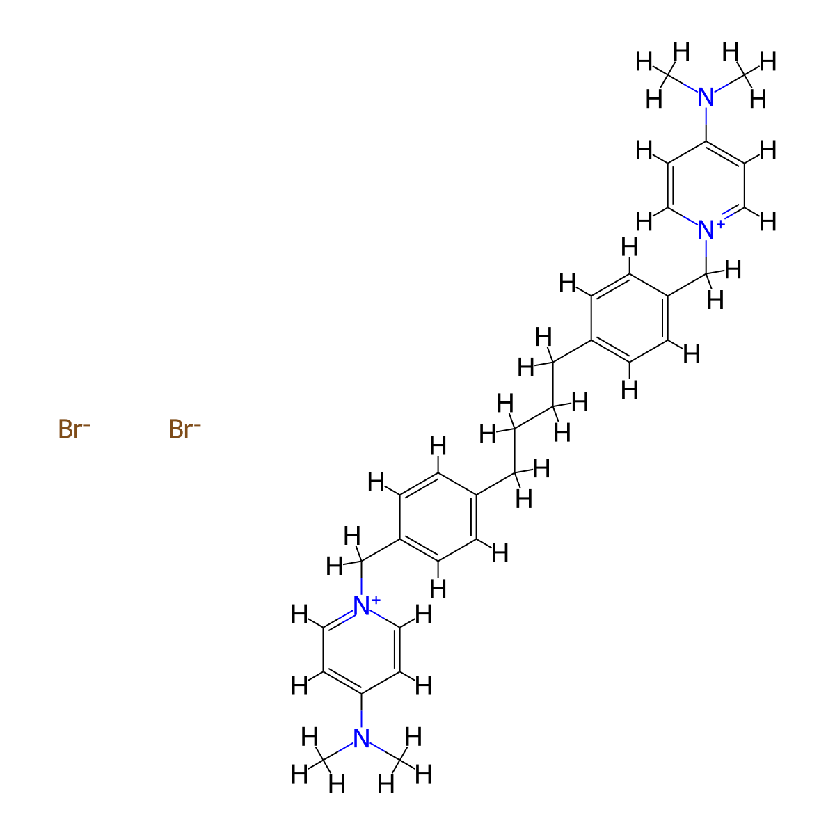 1,1'-((Butane-1,4-diylbis(4,1-phenylene))bis(methylene))bis(4-(dimethylamino)pyridin-1-ium) bromide molecular structure, CAS 203192-01-2