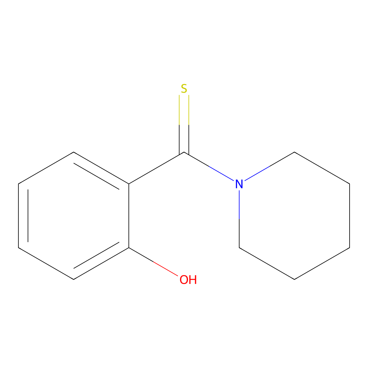 (2-Hydroxyphenyl)-1-piperidinylmethanethione molecular structure, CAS 2032-48-6