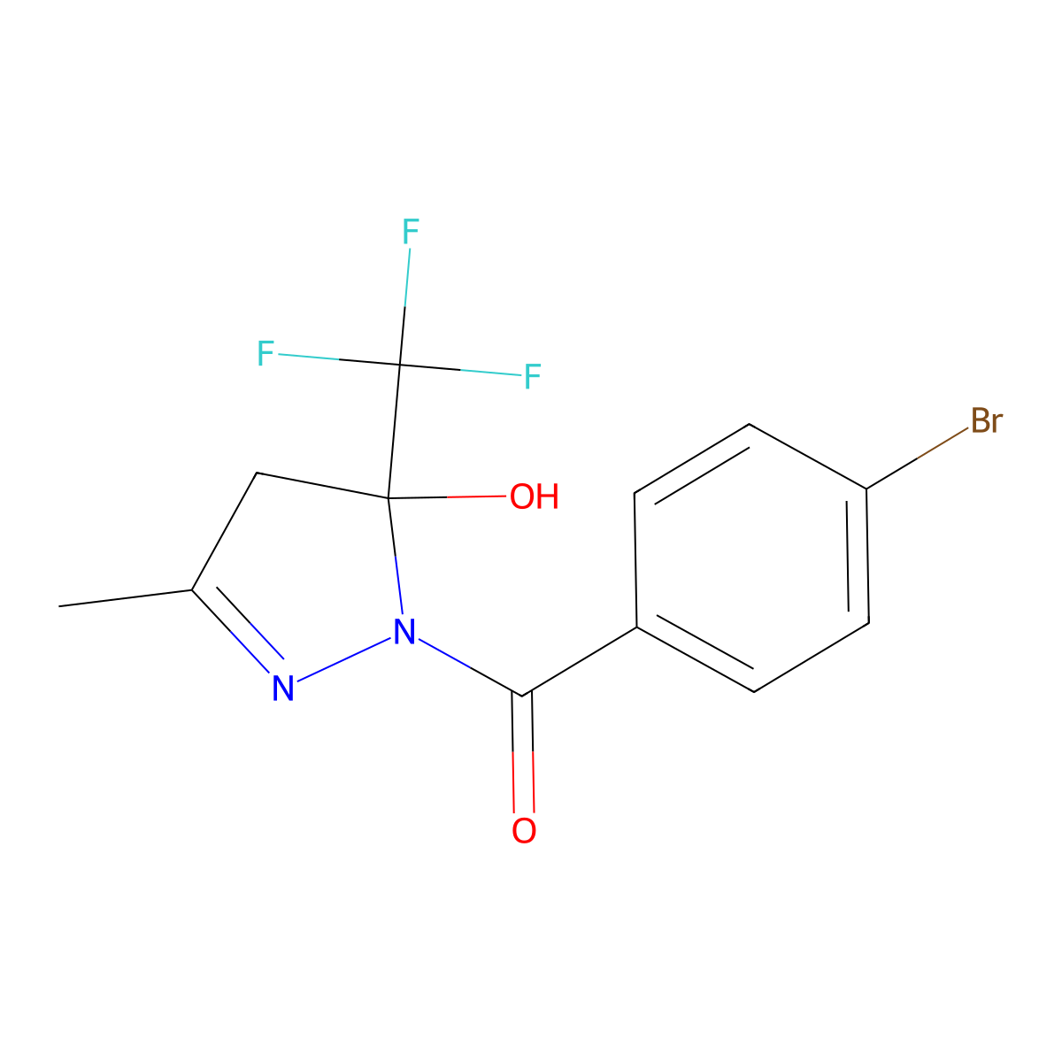 (4-bromophenyl)-[5-hydroxy-3-methyl-5-(trifluoromethyl)-4H-pyrazol-1-yl]methanone molecular structure, CAS 203200-72-0