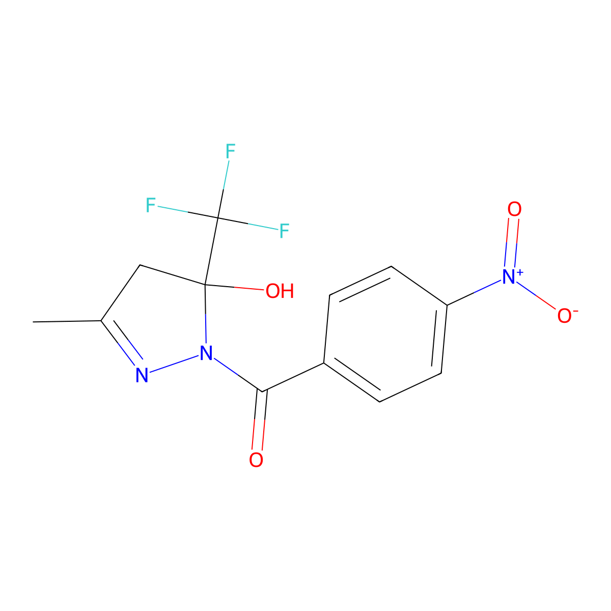 [5-hydroxy-3-methyl-5-(trifluoromethyl)-4H-pyrazol-1-yl]-(4-nitrophenyl)methanone molecular structure, CAS 203200-73-1