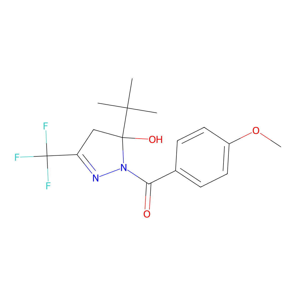 [5-tert-butyl-5-hydroxy-3-(trifluoromethyl)-4H-pyrazol-1-yl]-(4-methoxyphenyl)methanone molecular structure, CAS 203201-10-9