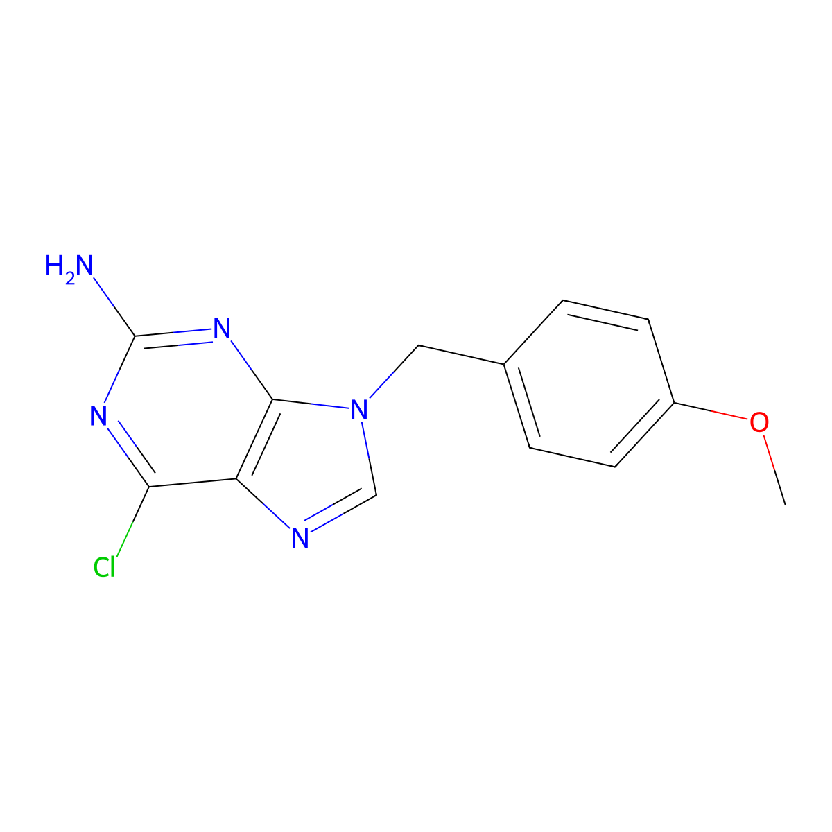 6-Chloro-9-[(4-methoxyphenyl)methyl]purin-2-amine molecular structure, CAS 203201-61-0