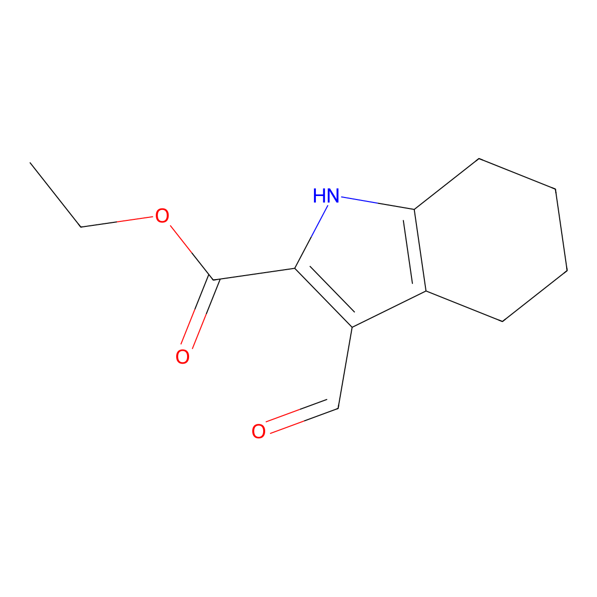 Ethyl 3-formyl-4,5,6,7-tetrahydro-1H-indole-2-carboxylate molecular structure, CAS 203207-32-3