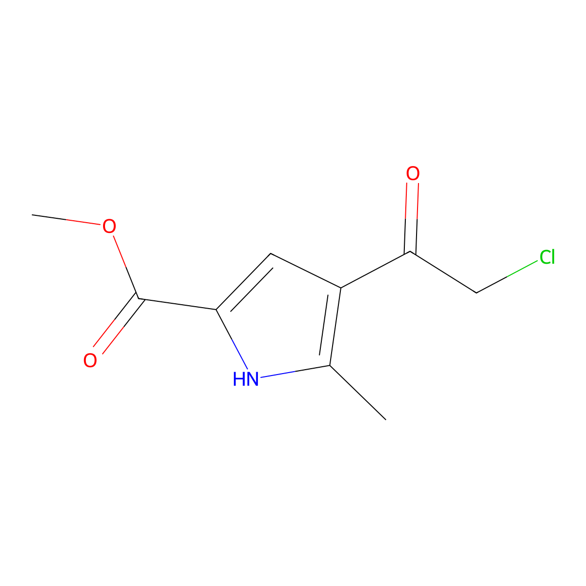 methyl 4-(2-chloroacetyl)-5-methyl-1H-pyrrole-2-carboxylate molecular structure, CAS 203208-33-7