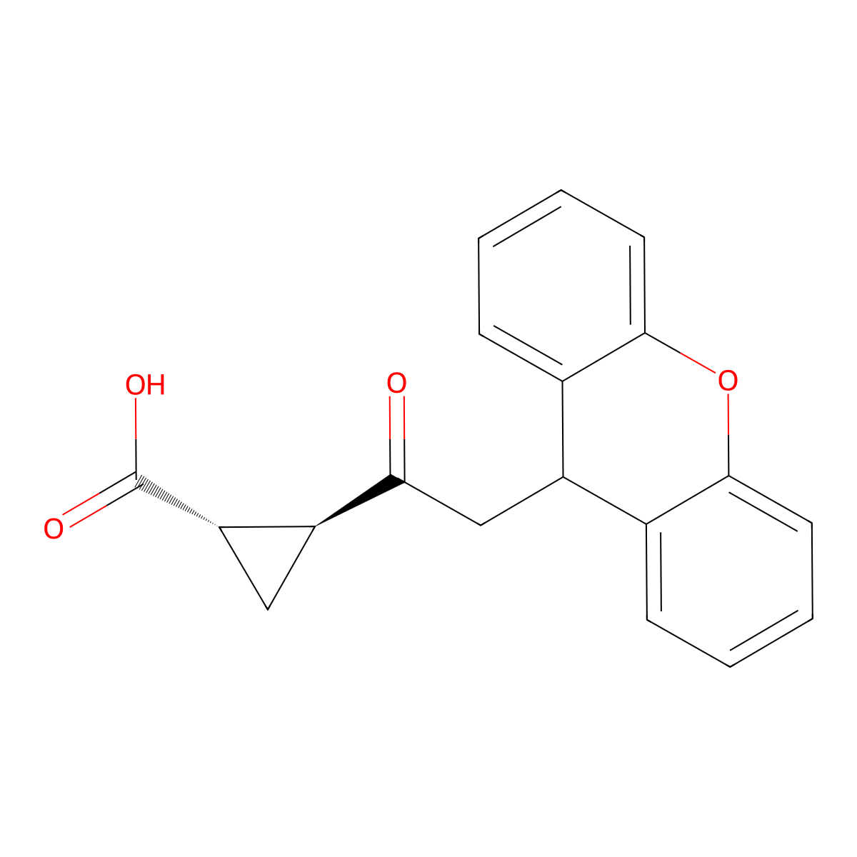 (1S,2S)-2-(2-(9H-xanthen-9-yl)acetyl)cyclopropanecarboxylic acid molecular structure, CAS 203208-44-0