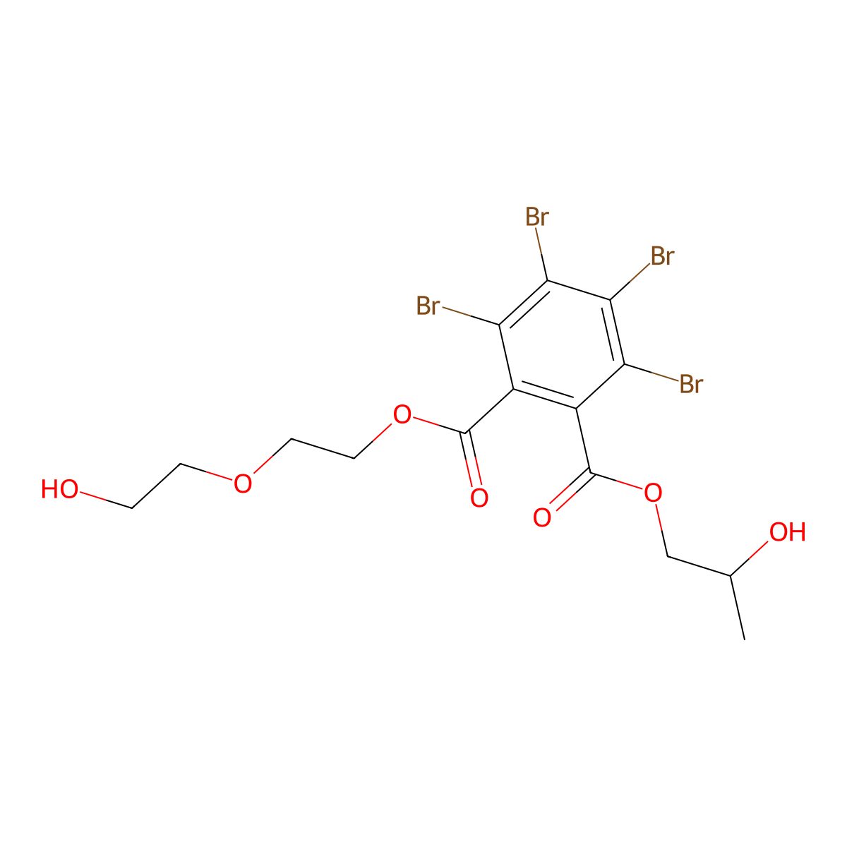 2-(2-Hydroxyethoxy)ethyl 2-hydroxypropyl 3,4,5,6-tetrabromophthalate molecular structure, CAS 203210-69-9