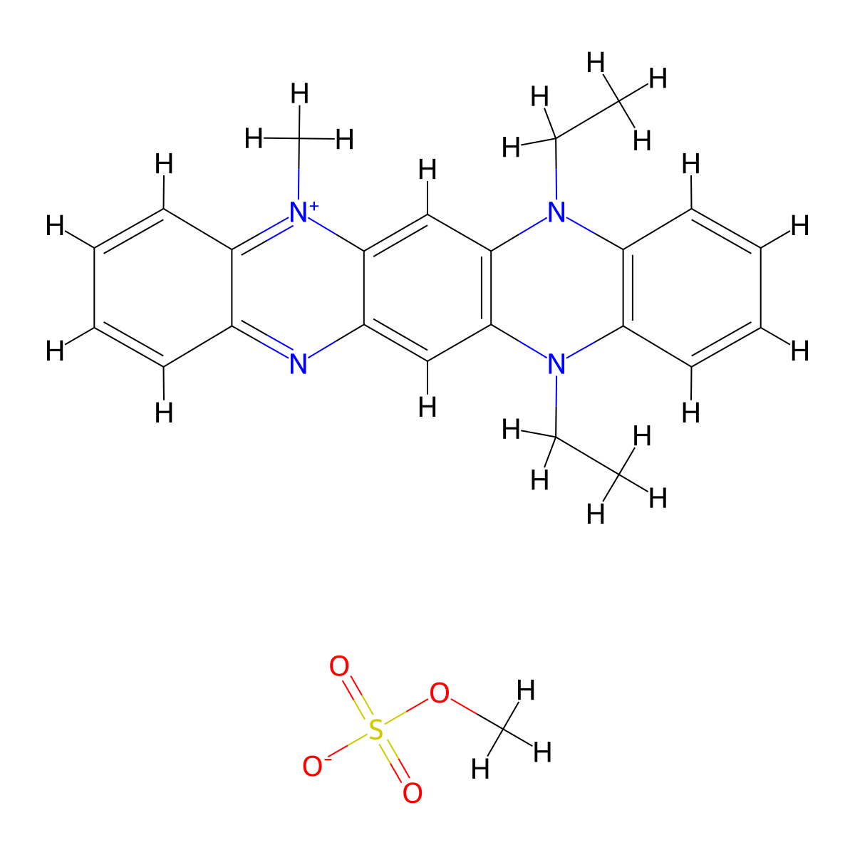 Quinoxalino(2,3-b)phenazinium, 7,14-diethyl-7,14-dihydro-5-methyl-, methyl sulfate (1:1) molecular structure, CAS 20322-78-5