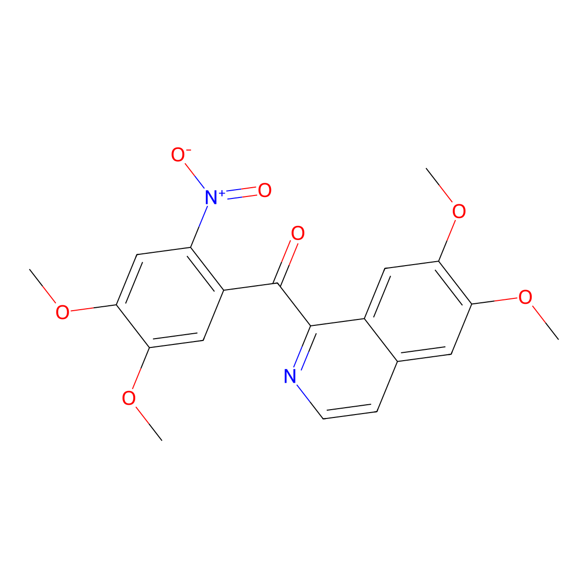 (6,7-Dimethoxy-1-isoquinolinyl)(4,5-dimethoxy-2-nitrophenyl)methanone molecular structure, CAS 20323-72-2