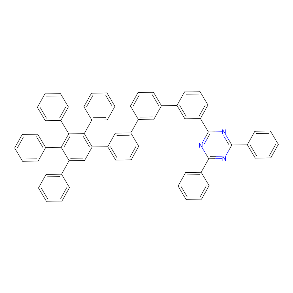 2,4-Diphenyl-6-(4',5',6'-triphenyl[1,1':2',1'':3'',1''':3''',1''''-quinquephenyl]-3''''-YL)-1,3,5-triazine molecular structure, CAS 2032364-64-8