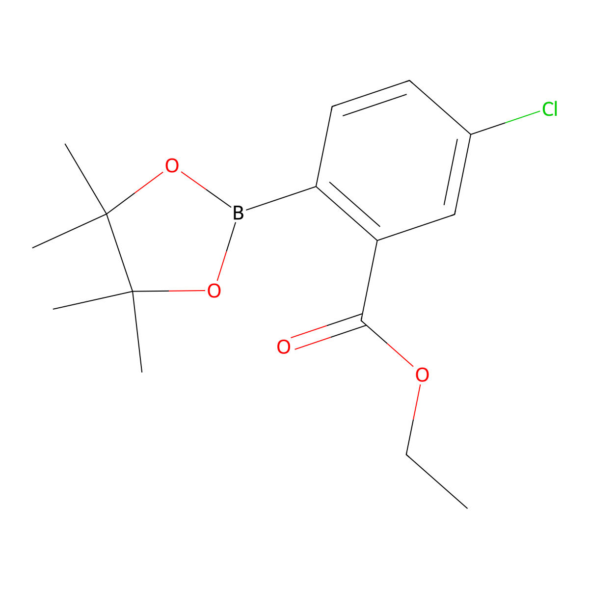 Ethyl 5-chloro-2-(4,4,5,5-tetramethyl-1,3,2-dioxaborolan-2-yl)benzoate molecular structure, CAS 2032371-79-0