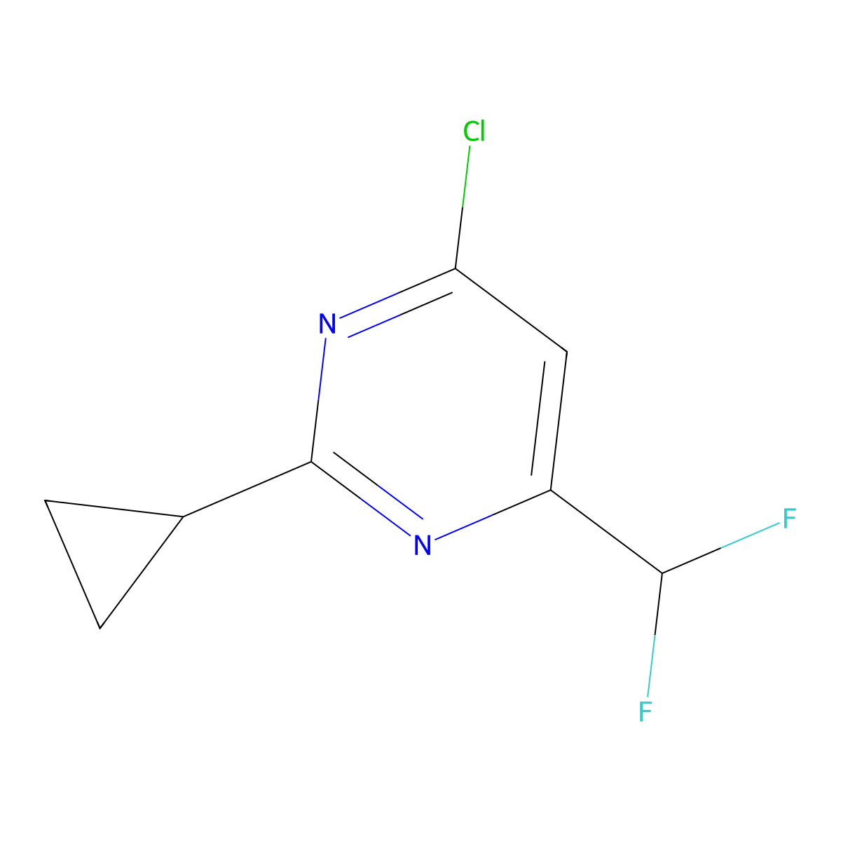 4-Chloro-2-cyclopropyl-6-(difluoromethyl)pyrimidine molecular structure, CAS 2032371-80-3