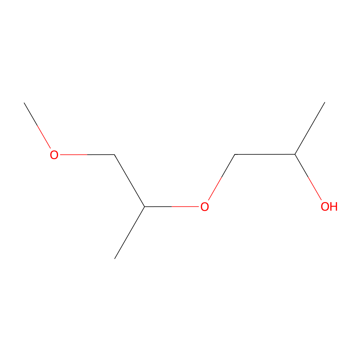 Dipropylene glycol monomethyl ether molecular structure, CAS 20324-32-7