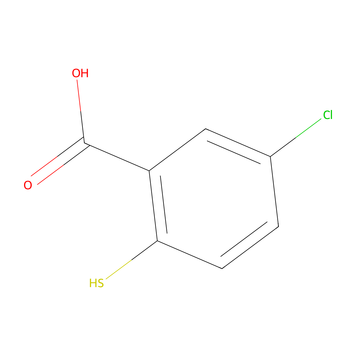 5-Chloro-2-mercaptobenzoic acid molecular structure, CAS 20324-50-9
