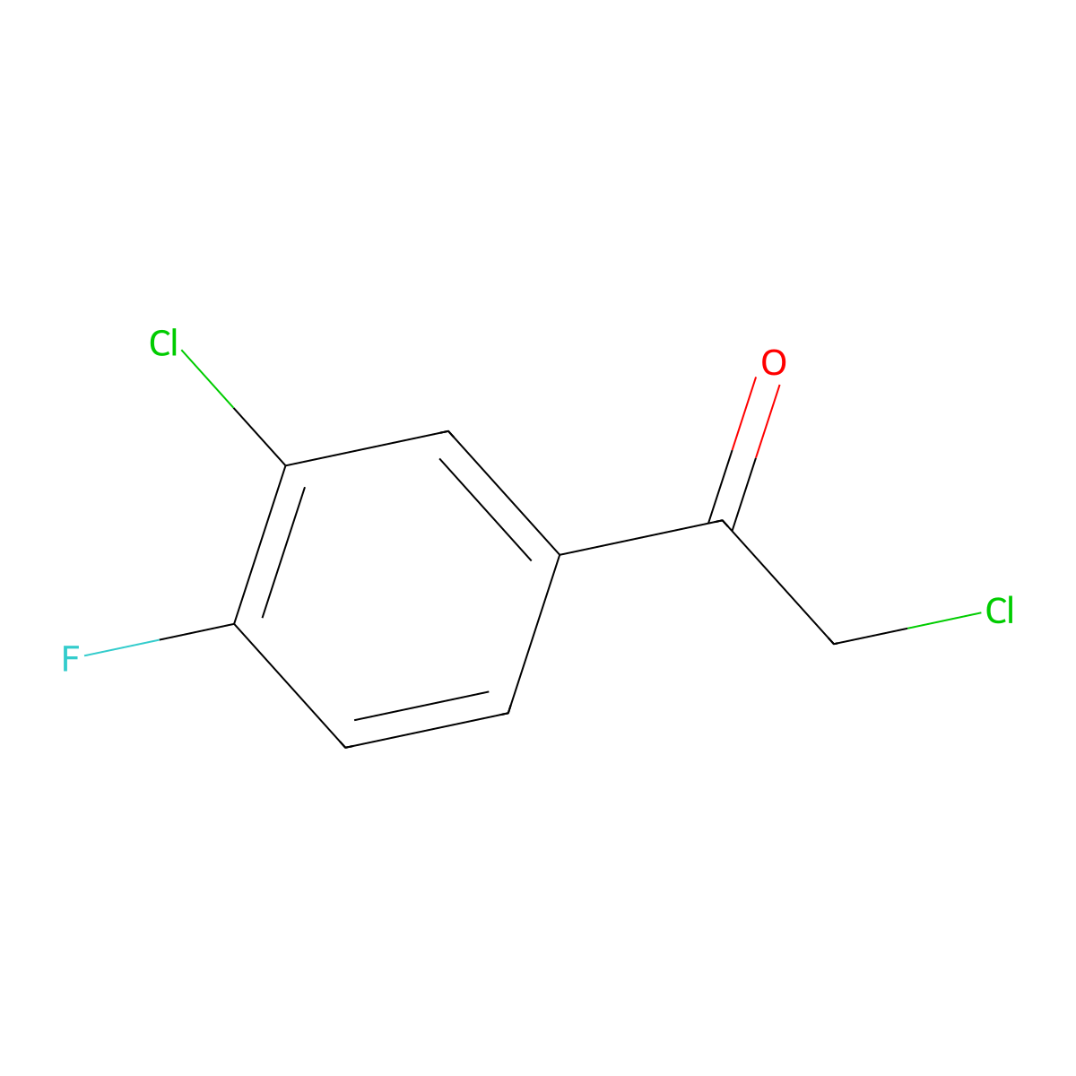 2-Chloro-1-(3-chloro-4-fluorophenyl)ethan-1-one molecular structure, CAS 203251-37-0