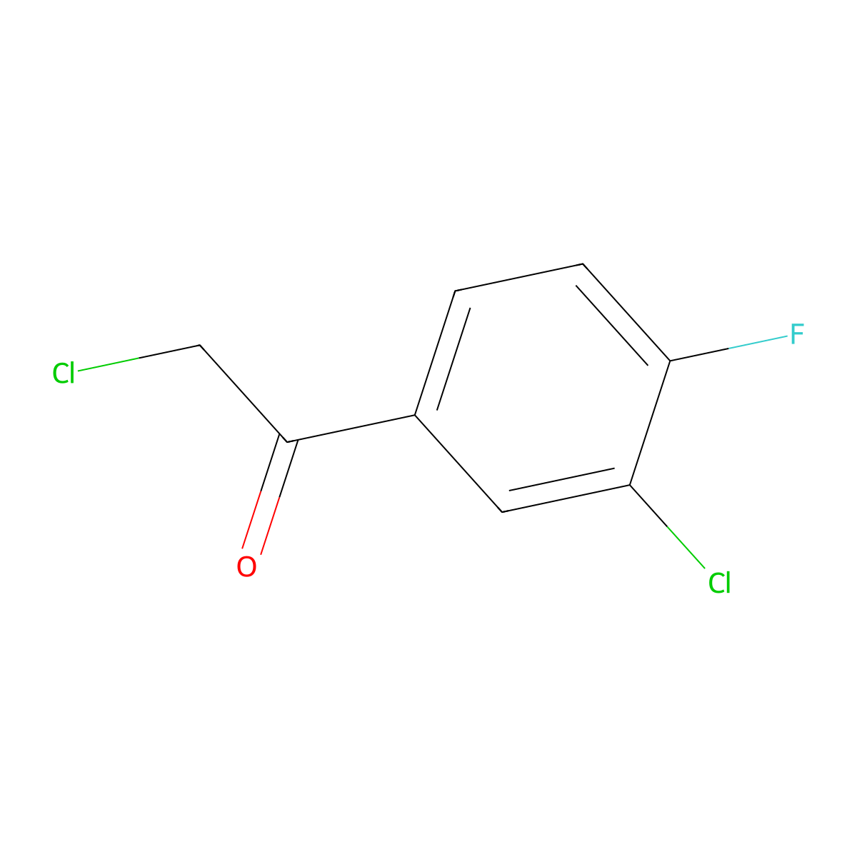 2-Chloro-1-(3-chloro-4-fluorophenyl)ethan-1-one molecular structure, CAS 203251-37-0