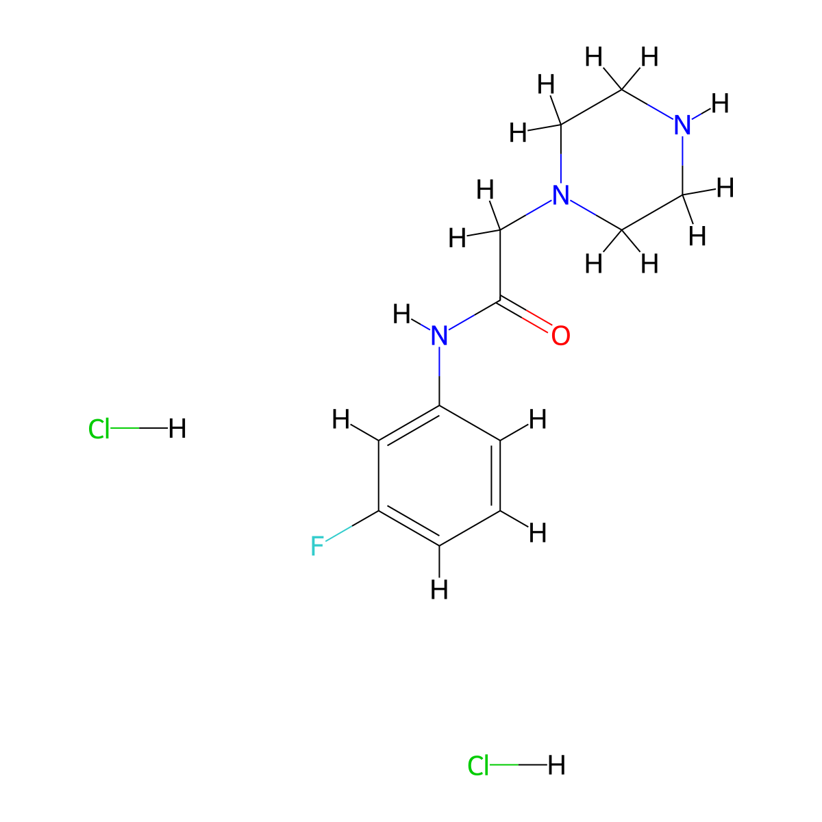 N-(3-fluorophenyl)-2-(piperazin-1-yl)acetamide dihydrochloride molecular structure, CAS 2032584-04-4