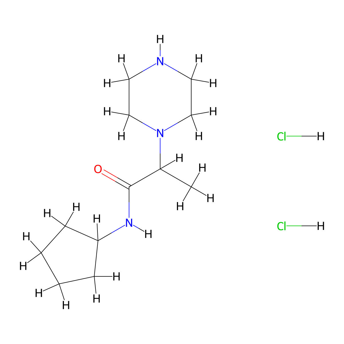N-cyclopentyl-2-(piperazin-1-yl)propanamide dihydrochloride molecular structure, CAS 2032594-88-8