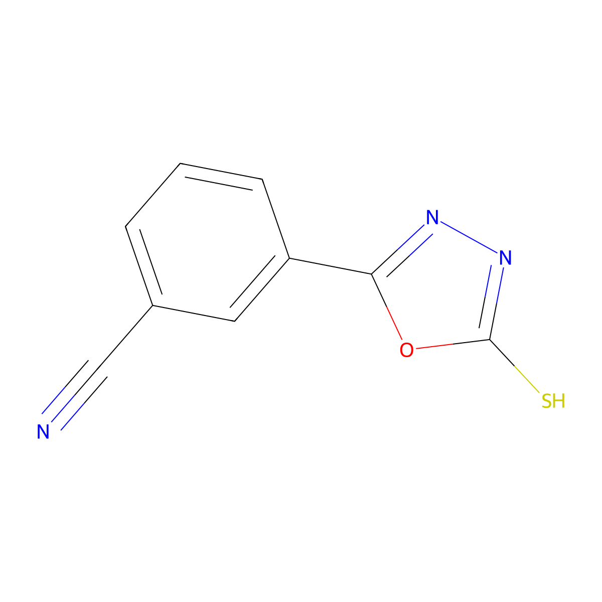 3-(5-Mercapto-1,3,4-oxadiazol-2-yl)benzonitrile molecular structure, CAS 203268-77-3