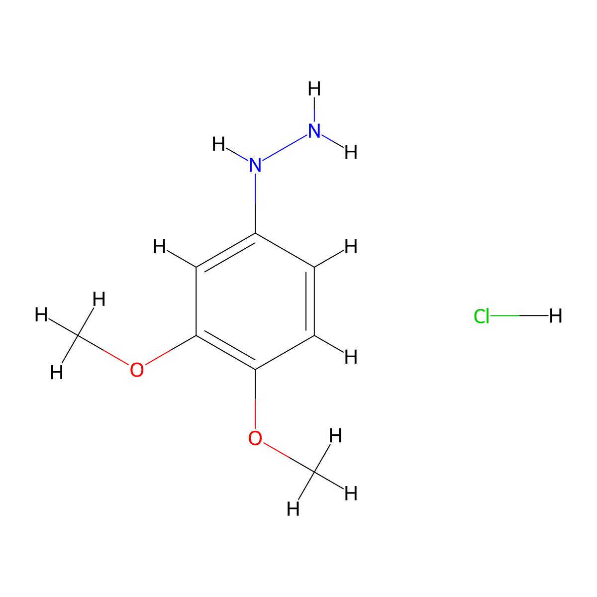 (3,4-Dimethoxyphenyl)hydrazine monohydrochloride molecular structure, CAS 20329-82-2