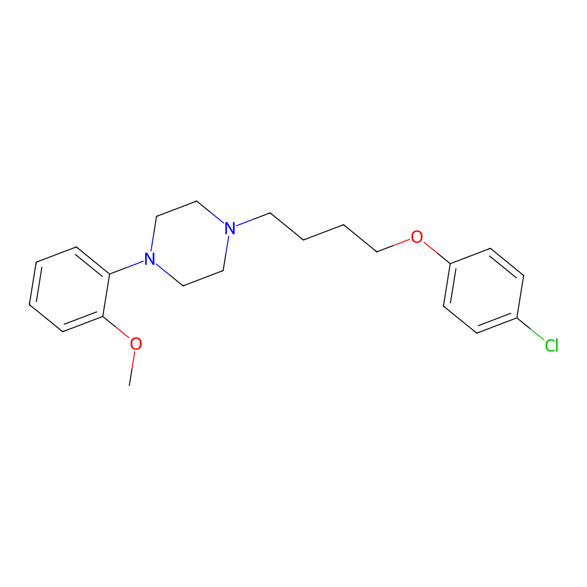 Piperazine, 1-(4-(p-chlorophenoxy)butyl)-4-(o-methoxyphenyl)- molecular structure, CAS 2033-66-1