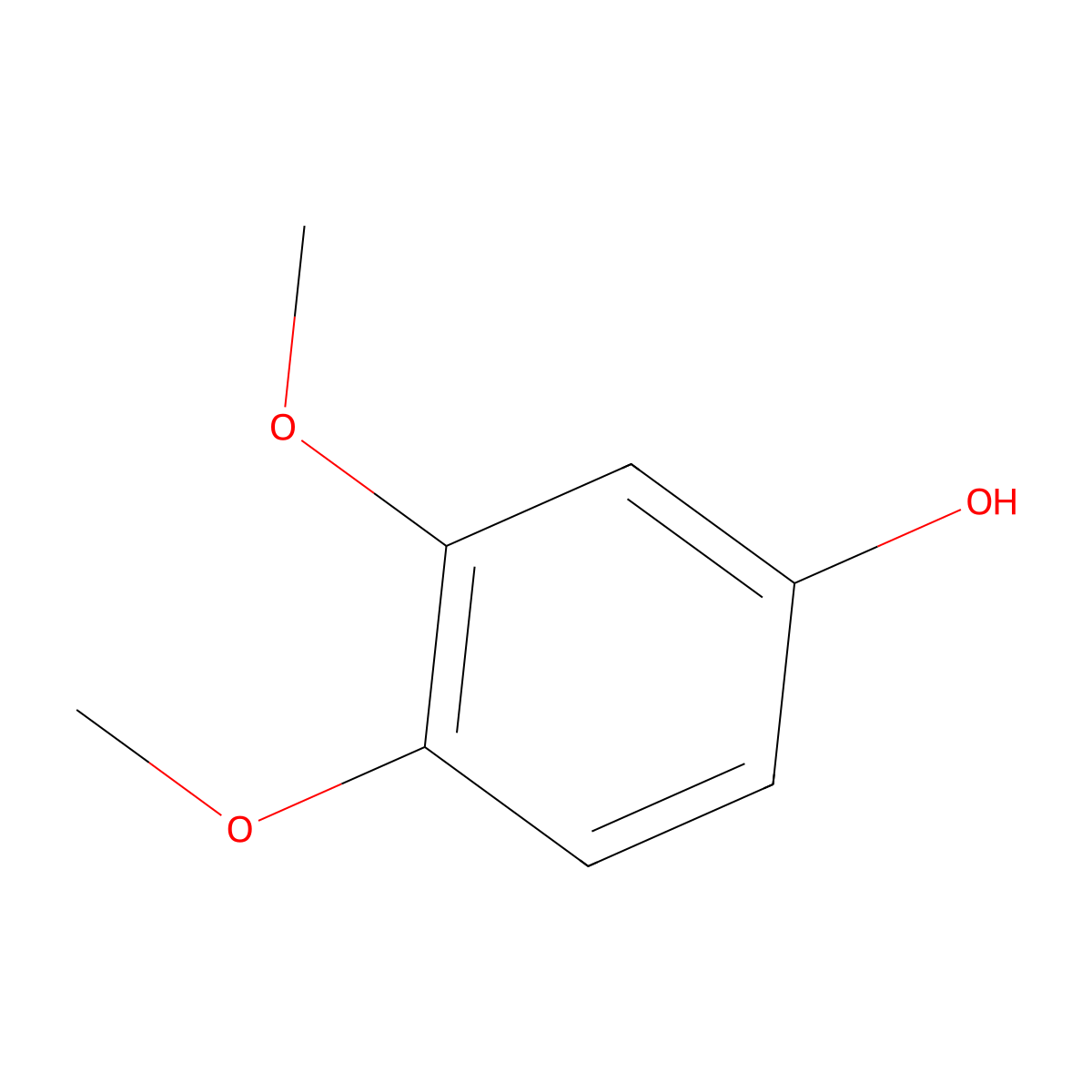 3,4-Dimethoxyphenol molecular structure, CAS 2033-89-8