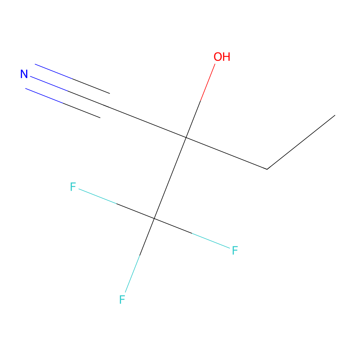 2-Hydroxy-2-(trifluoromethyl)butanenitrile molecular structure, CAS 203302-91-4