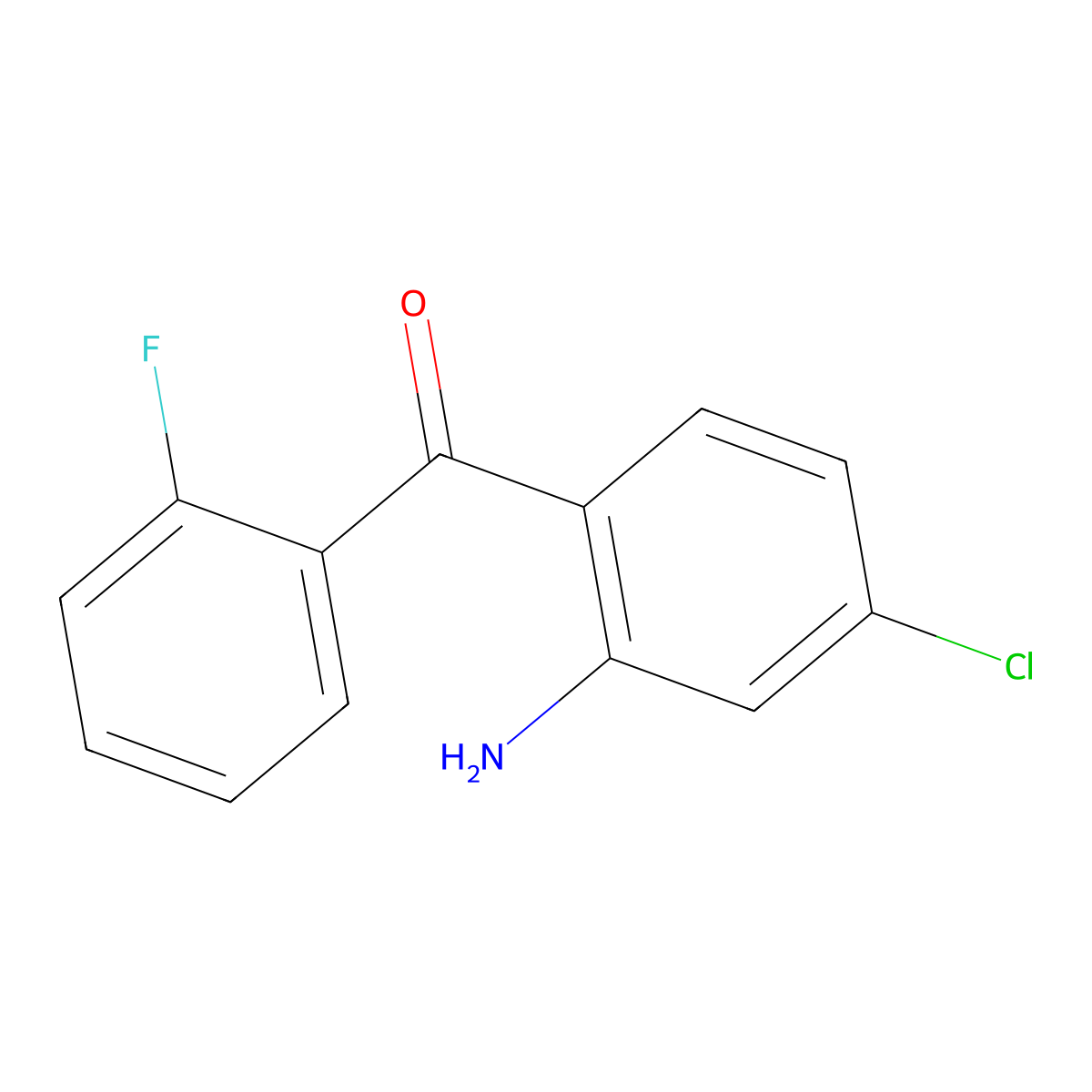 (2-Amino-4-chlorophenyl)(2-fluorophenyl)methanone molecular structure, CAS 203303-05-3