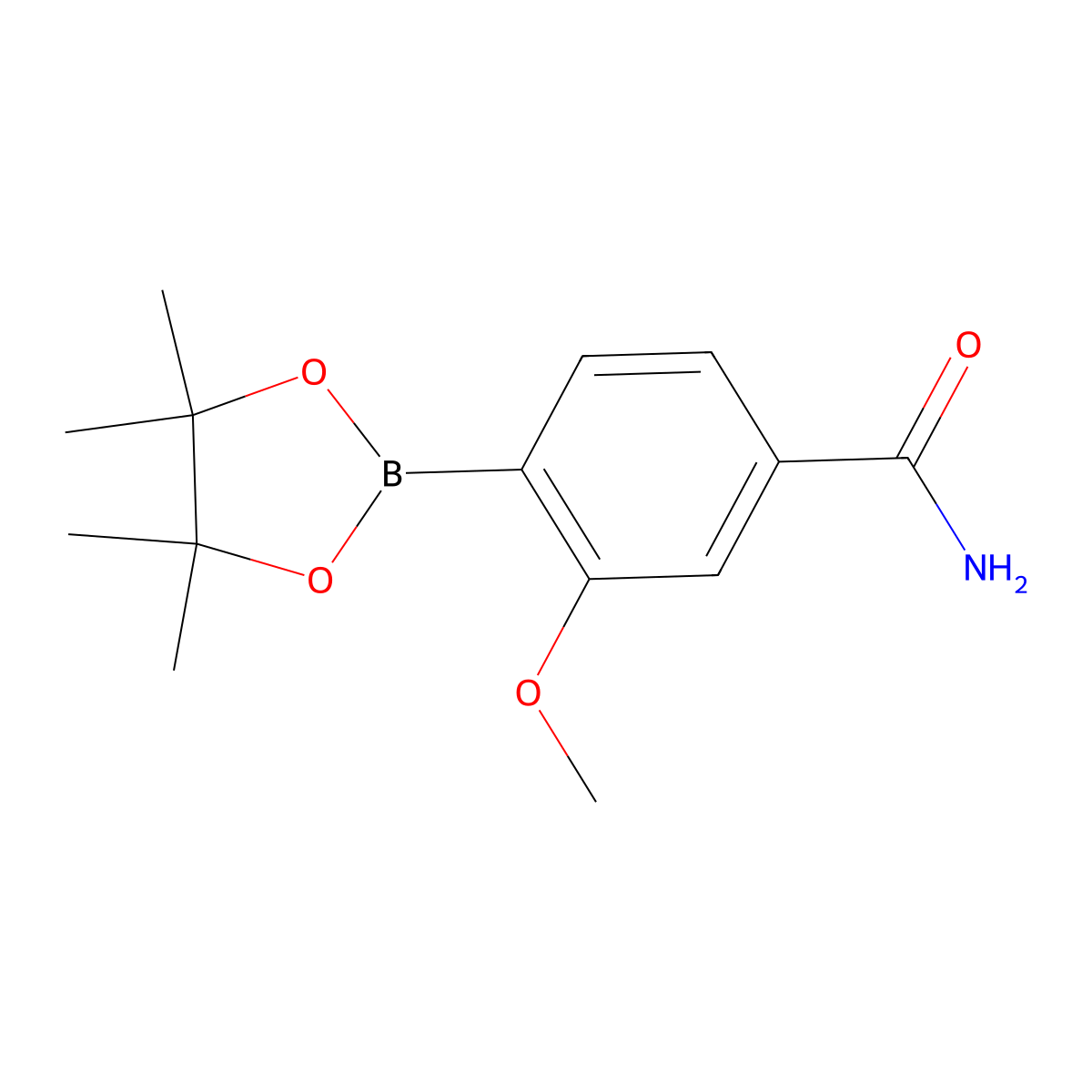 3-Methoxy-4-(tetramethyl-1,3,2-dioxaborolan-2-yl)benzamide molecular structure, CAS 2033056-80-1
