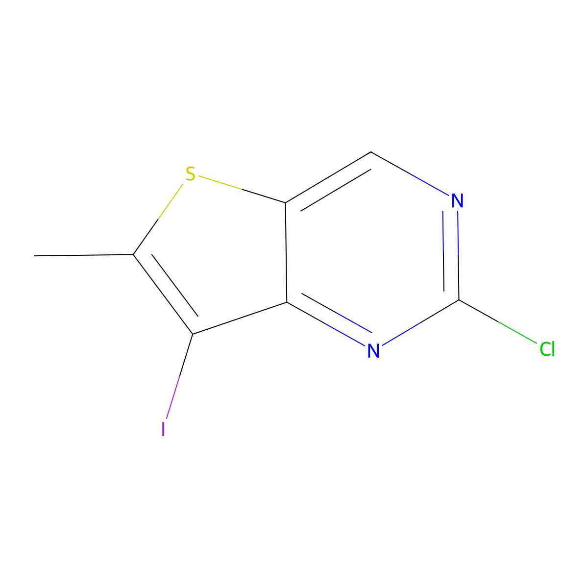 2-Chloro-7-iodo-6-methylthieno[3,2-d]pyrimidine molecular structure, CAS 2033057-22-4