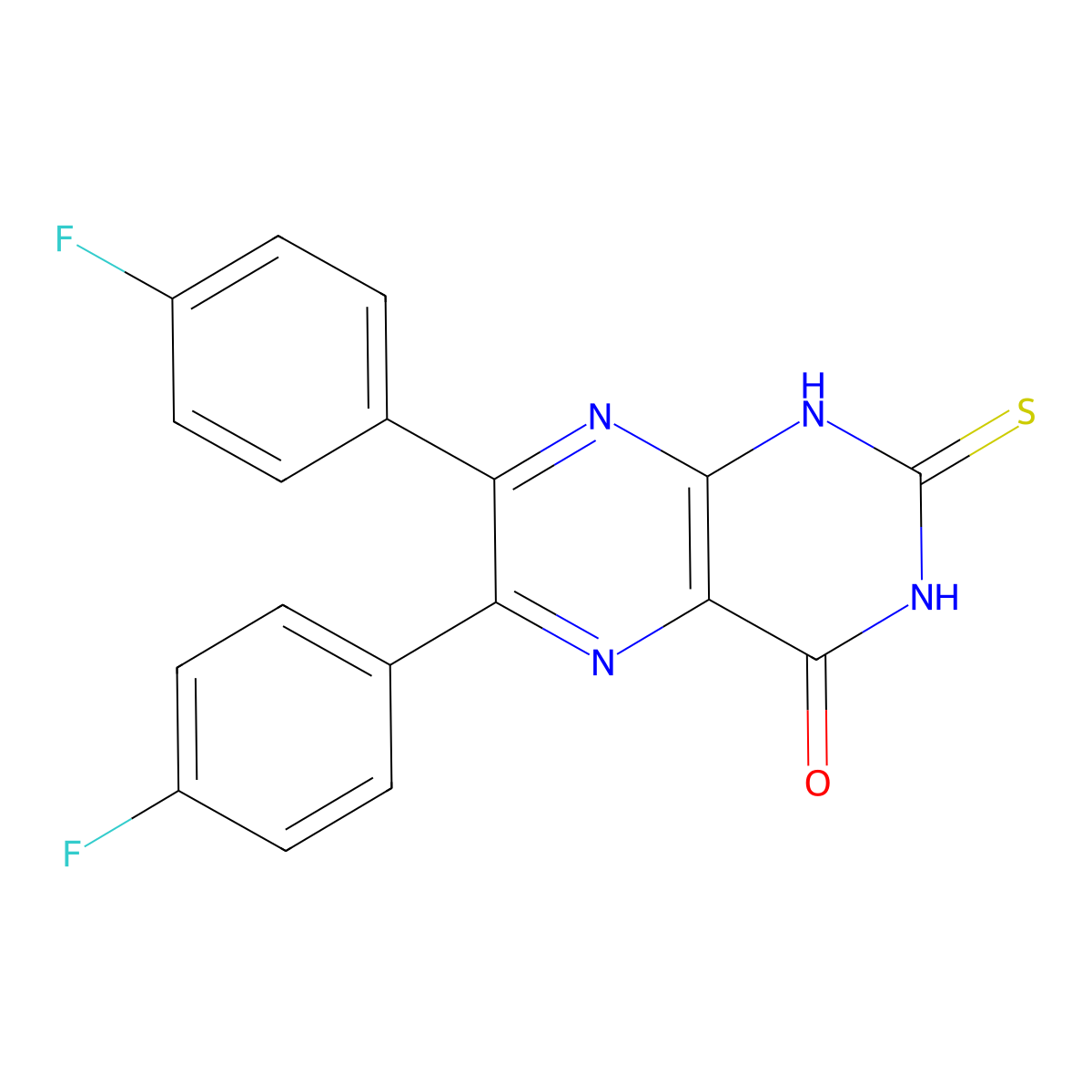 6,7-Bis(4-fluorophenyl)-2-sulfanylpteridin-4-ol molecular structure, CAS 203307-59-9