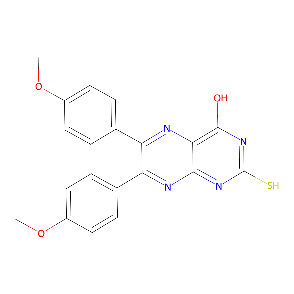 6,7-Bis(4-methoxyphenyl)-2-sulfanylpteridin-4-ol molecular structure, CAS 203307-62-4