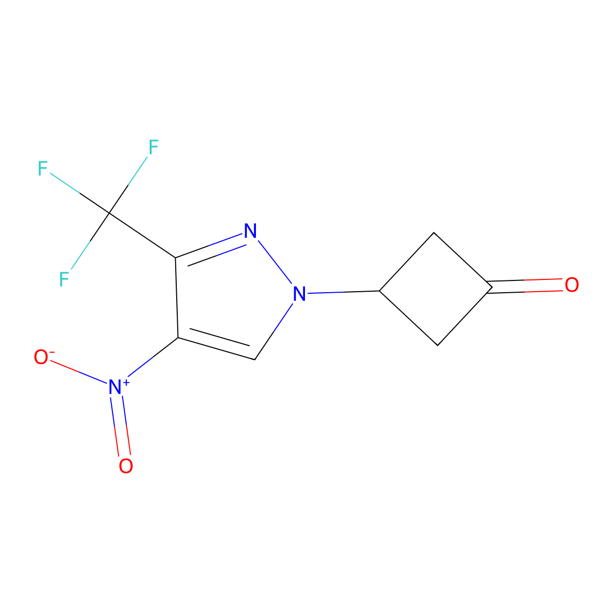 3-(4-Nitro-3-(trifluoromethyl)-1H-pyrazol-1-YL)cyclobutan-1-one molecular structure, CAS 2033071-17-7