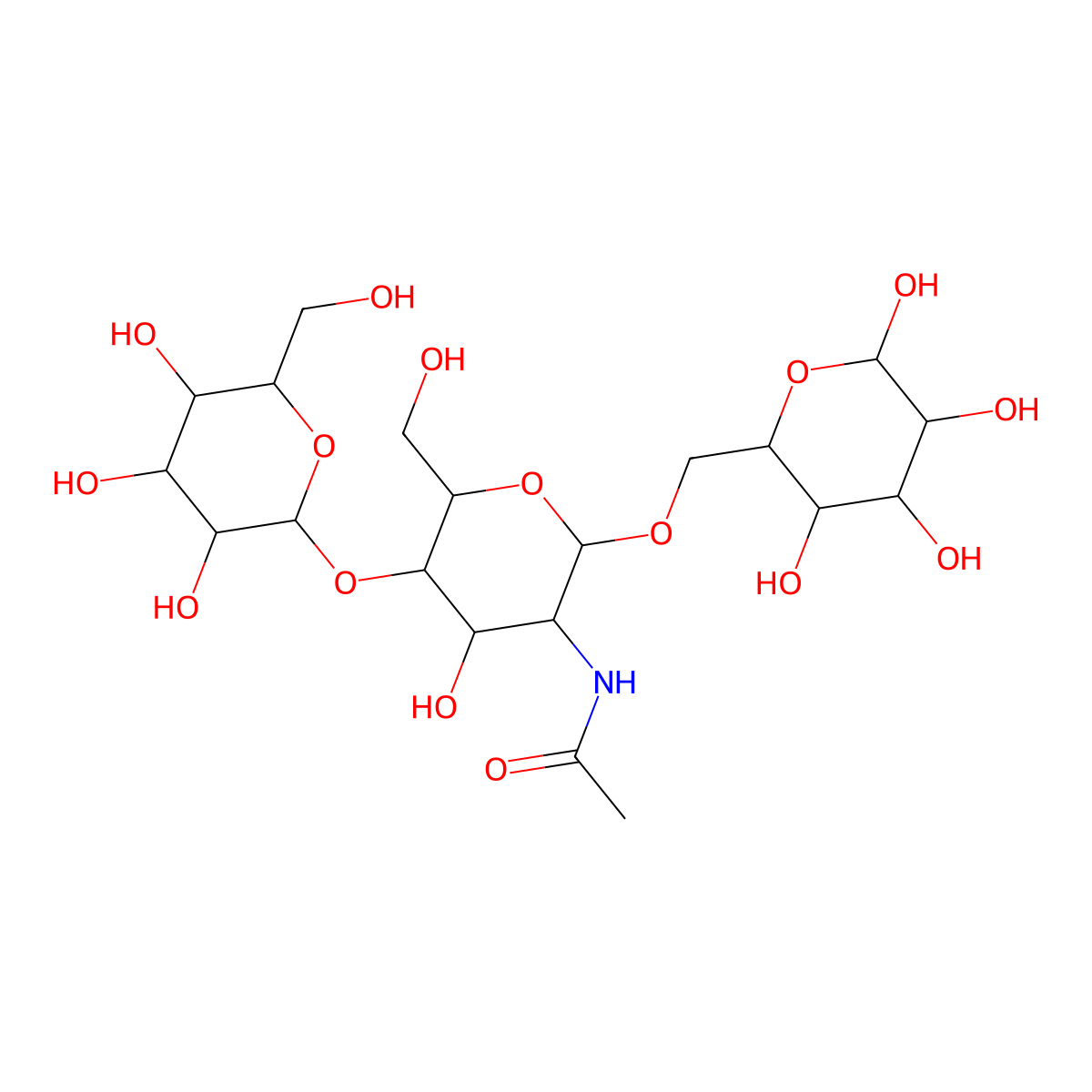beta-D-Gal-(1->4)-beta-D-GlcNAc-(1->6)-D-Gal molecular structure, CAS 20331-45-7