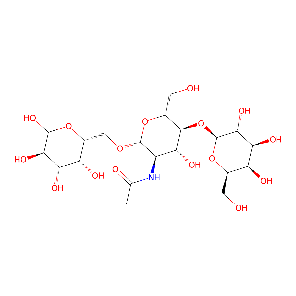 beta-D-Gal-(1->4)-beta-D-GlcNAc-(1->6)-D-Gal molecular structure, CAS 20331-45-7