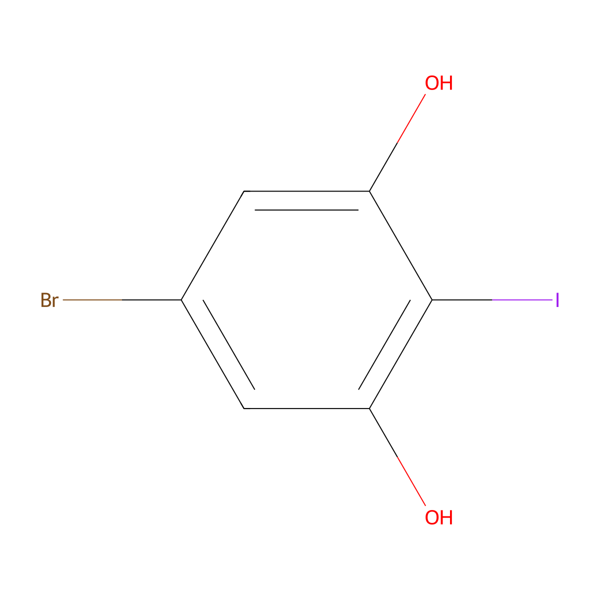 5-Bromo-2-iodo-1,3-benzenediol molecular structure, CAS 2033117-04-1