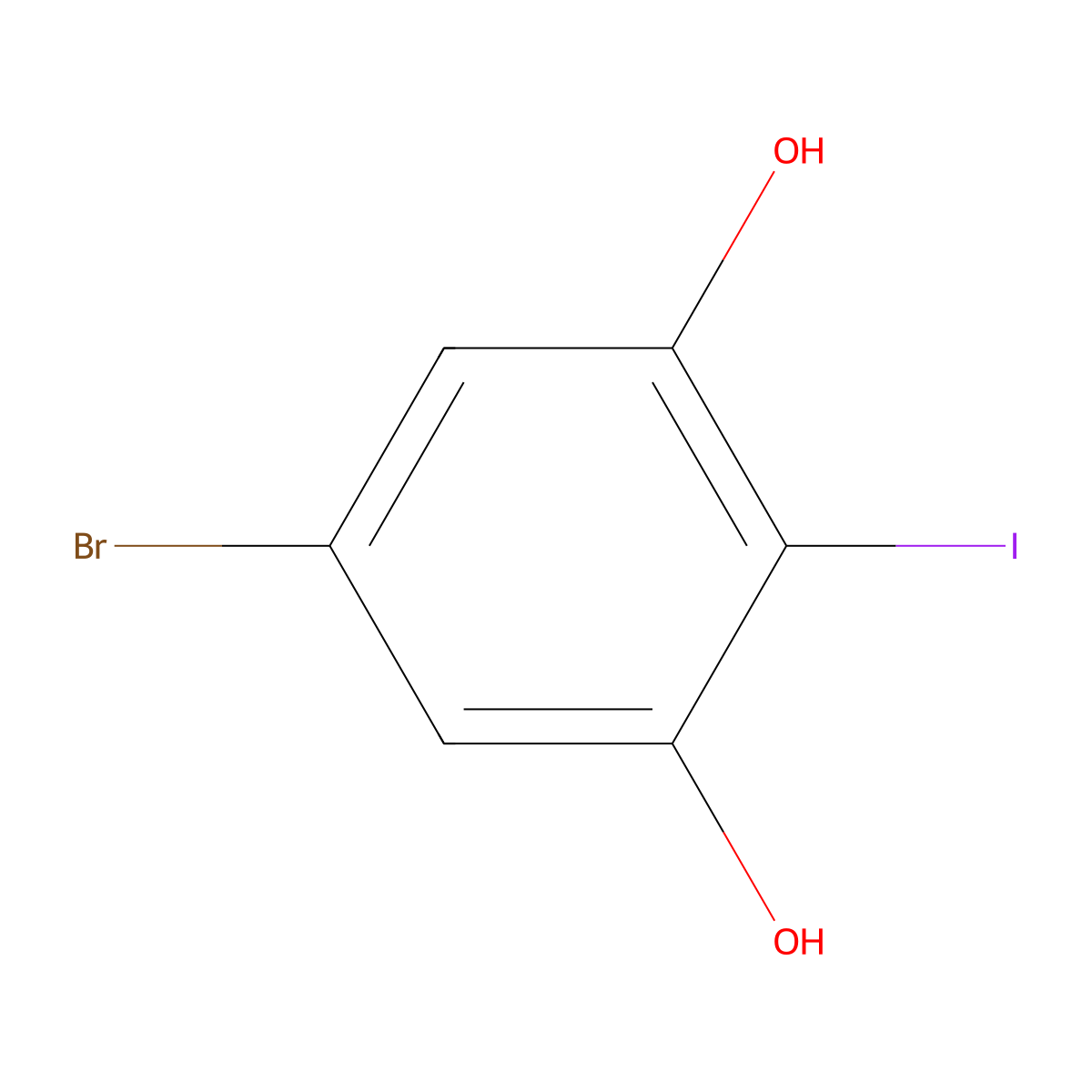 5-Bromo-2-iodo-1,3-benzenediol molecular structure, CAS 2033117-04-1