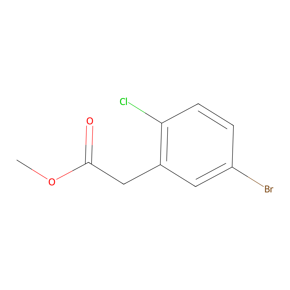 Methyl 2-(5-bromo-2-chlorophenyl)acetate molecular structure, CAS 203314-33-4