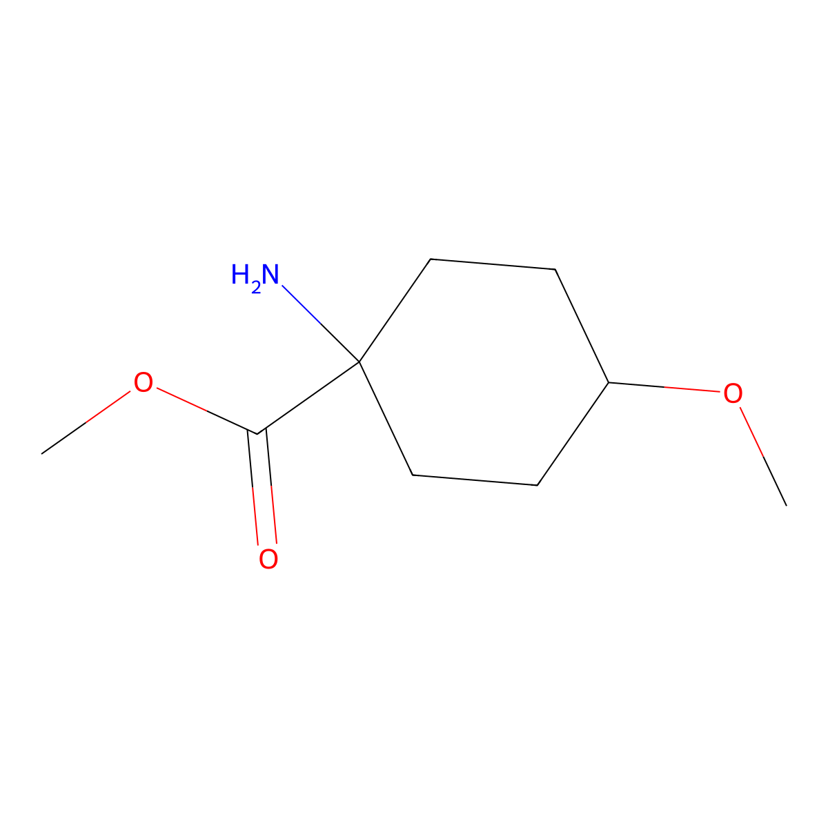 Methyl 1-amino-4-methoxycyclohexanecarboxylate molecular structure, CAS 203314-45-8