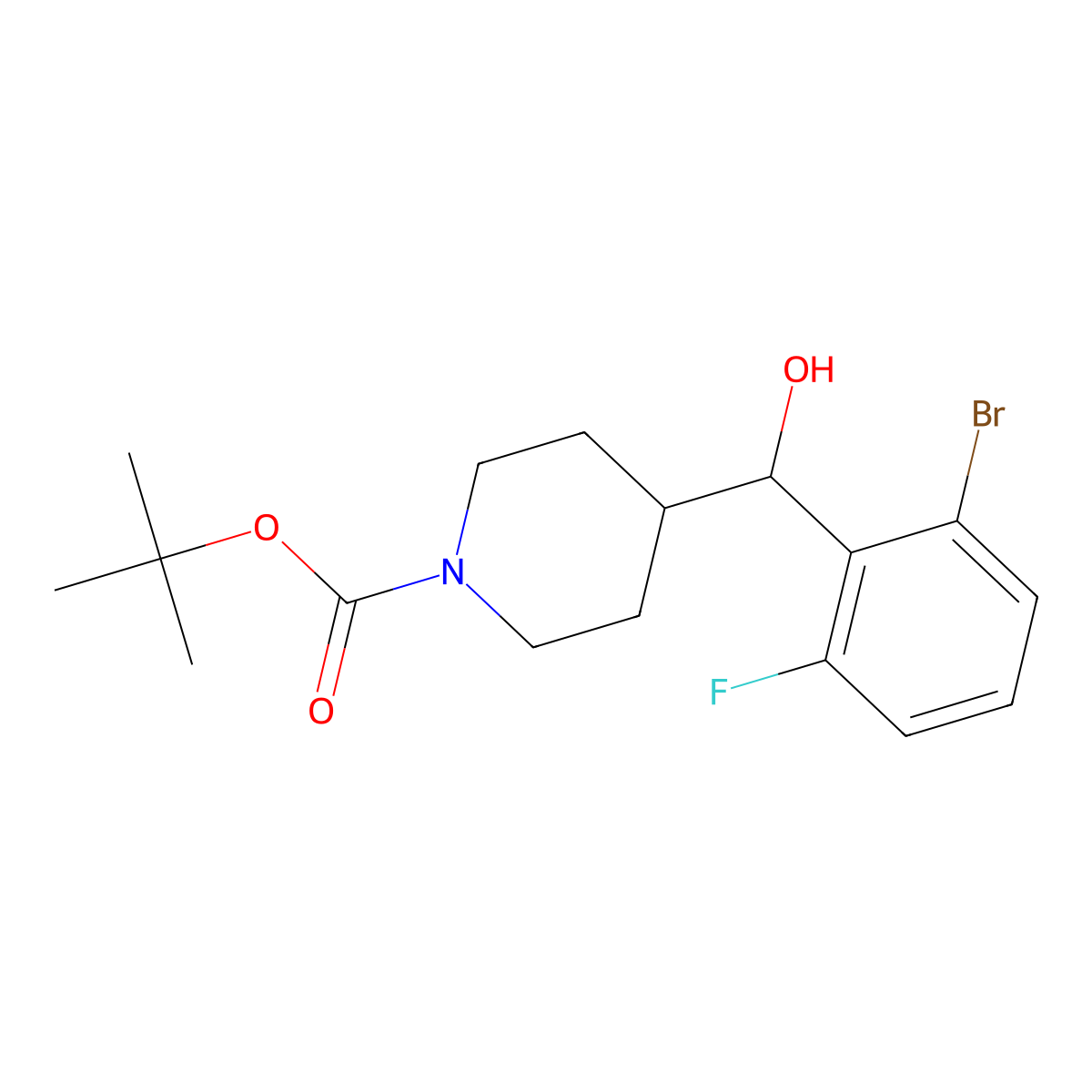 2-Bromo-6-fluoro-alpha-(1-Boc-4-piperidyl)benzyl Alcohol molecular structure, CAS 2033173-28-1