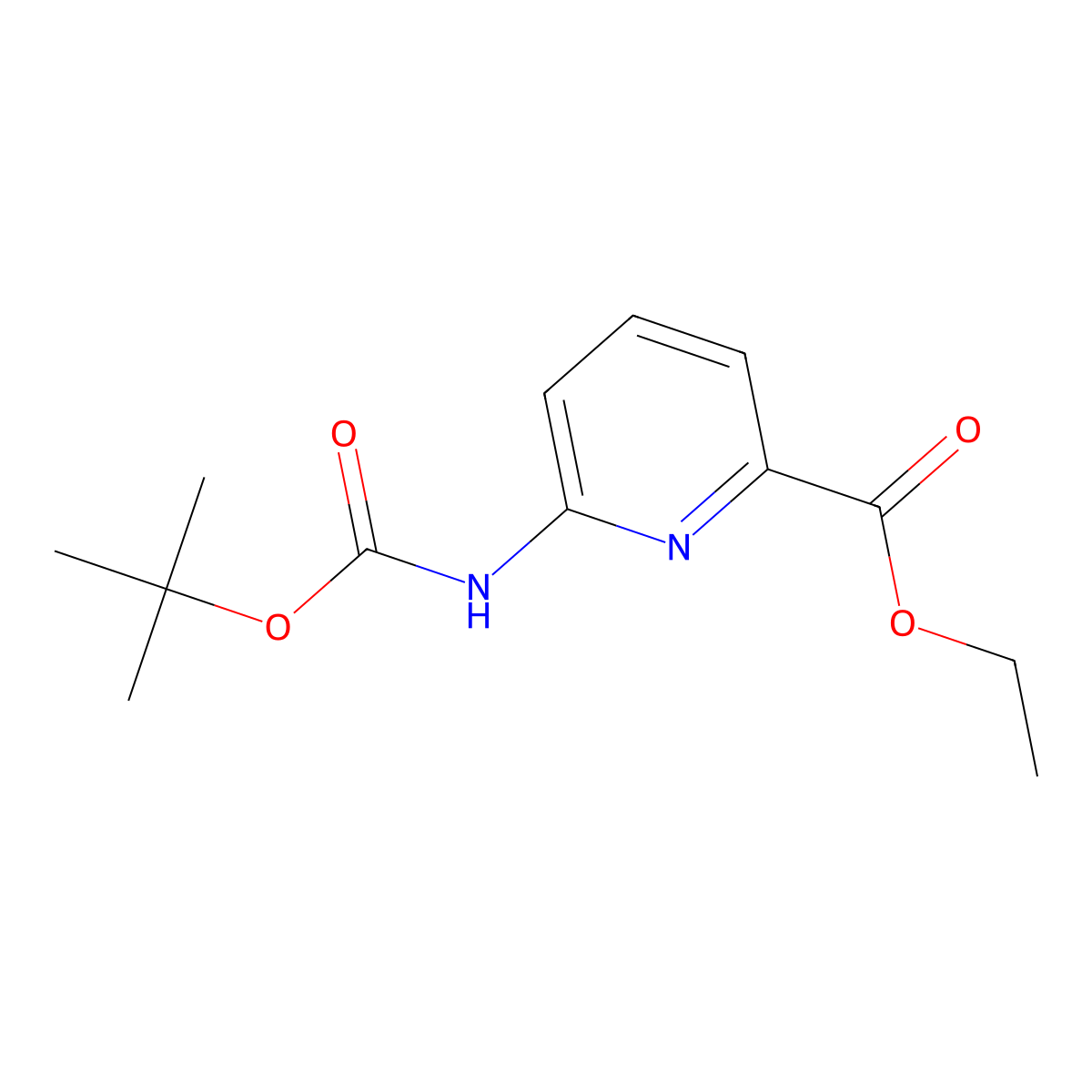 Ethyl 6-((tert-butoxycarbonyl)amino)picolinate molecular structure, CAS 203321-86-2