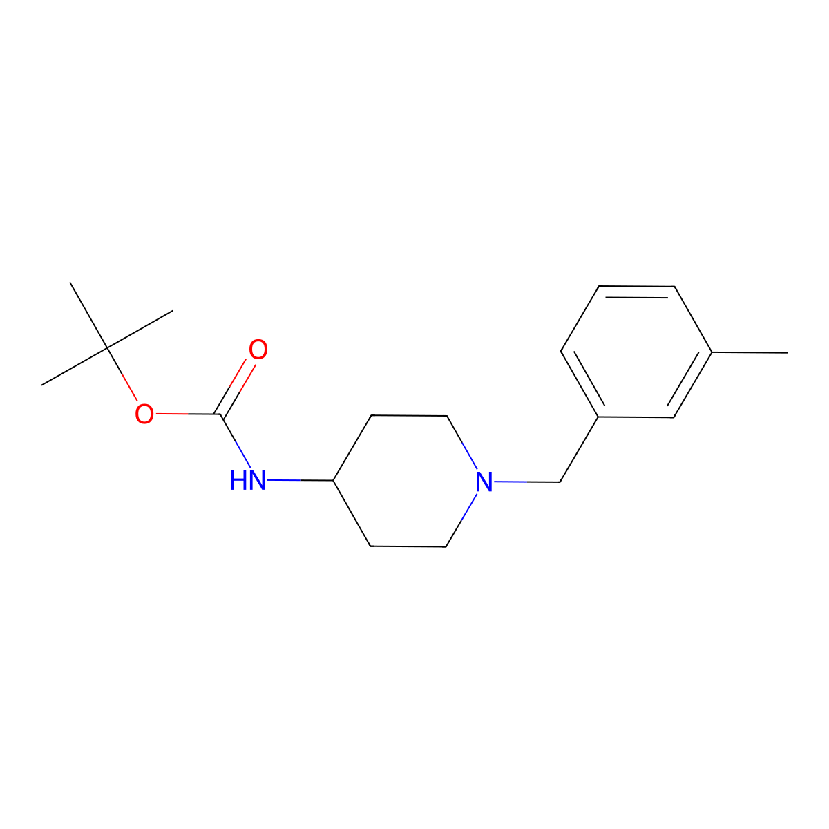 Tert-butyl (1-(3-methylbenzyl)piperidin-4-yl)carbamate molecular structure, CAS 203321-93-1